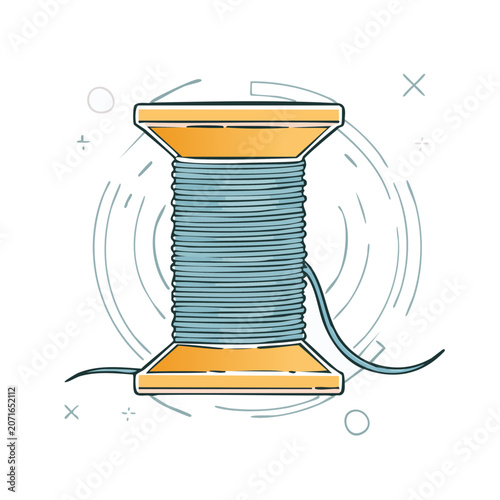 Flat illustration of a spool of thread