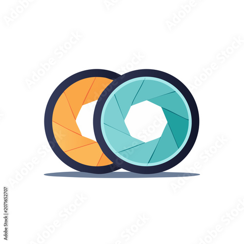 Camera lens aperture diaphragm vector icon