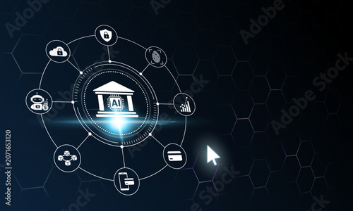 AI Powered Digital Banking Ecosystem with Financial Technology and Smart Bank Concept. File EPS 10