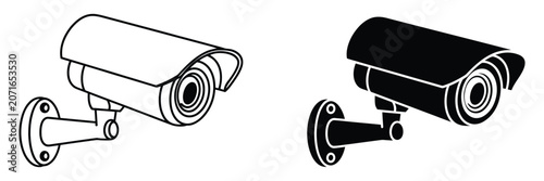 Bild auf Leinwand Security camera surveillance icons representing CCTV monitoring video protection