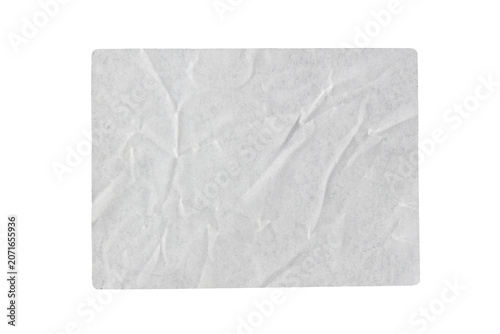 White adhesive glued paper sticker label with transparent background cut out design element