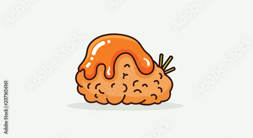 Foto A cartoonish, bubbly orange confection is topped with dripping orange glaze
