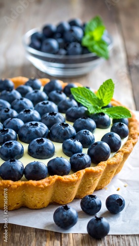 Sweet berry dessert with creamy filling and crust