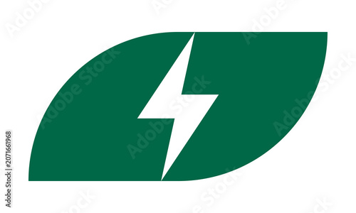 Rounded Rectangle Lightning Bolt Green Leaf