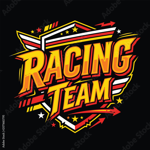 typography vector tulisan racing team untuk kaos