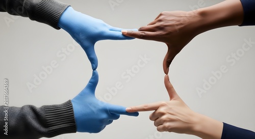 Hands In Protective Gloves Framing A Blank Space To Represent Ideas