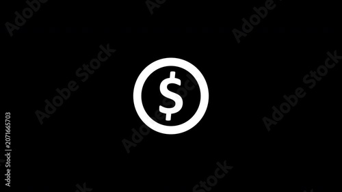 Dollar Icon Financial Growth And Profit Increase Scale Animation Transparent Background Alpha Channel