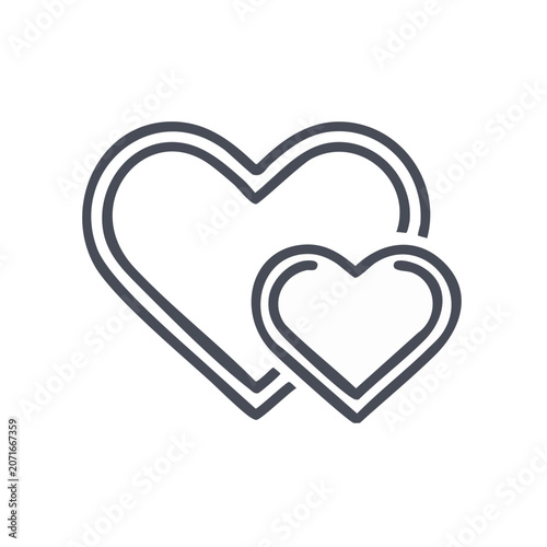 Two overlapping hearts line art vector