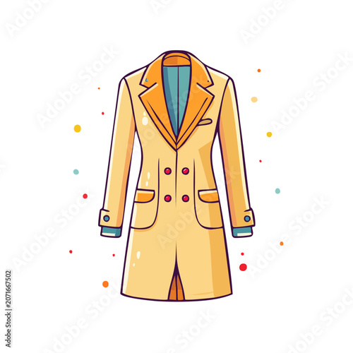 Yellow women's trench coat flat vector illustration
