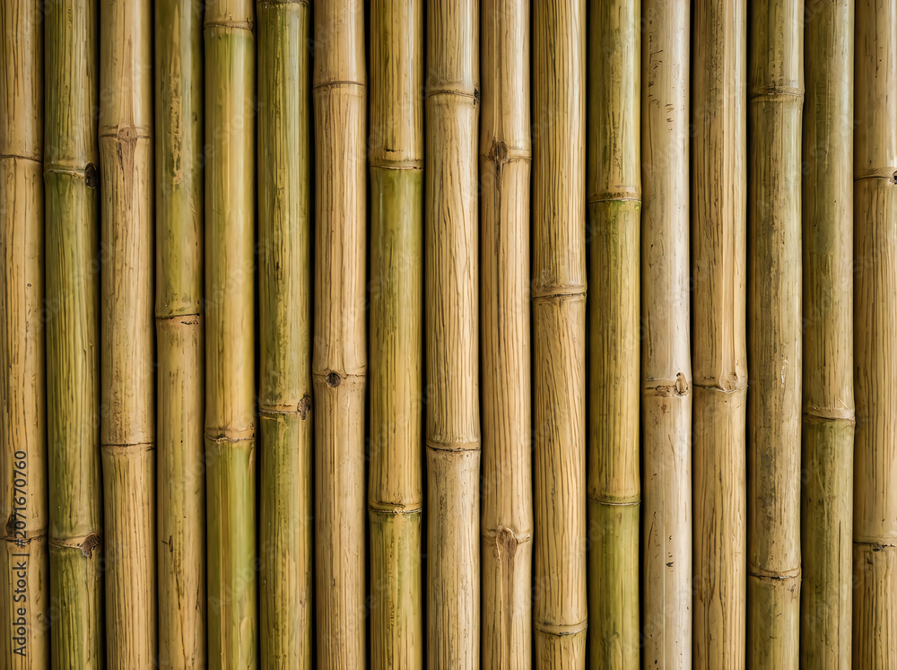 Naklejka premium Natural bamboo wall background texture