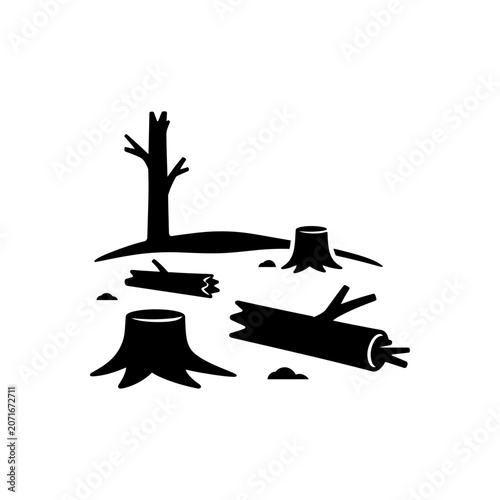 Forest clearcutting logging destruction icon