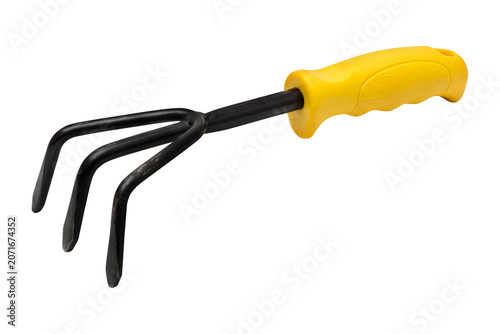 Obraz na plátně Handheld Garden Cultivator Tool Isolated on Transparent Background – Three Tine