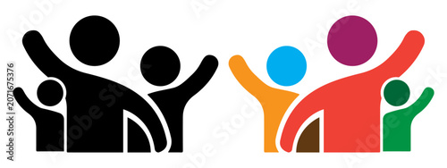 Tableau sur toile Family greeting with hand up icon vector illustration