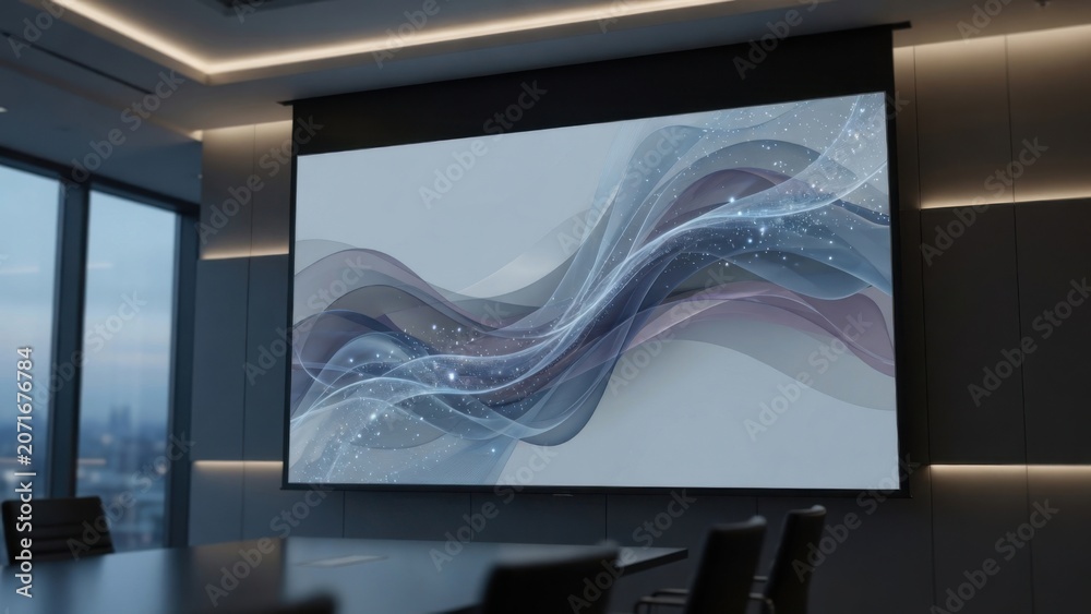Fototapeta premium Modern Conference Room with Abstract Projection Screen