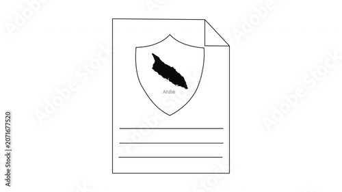 Document with Shield and Map Icon.