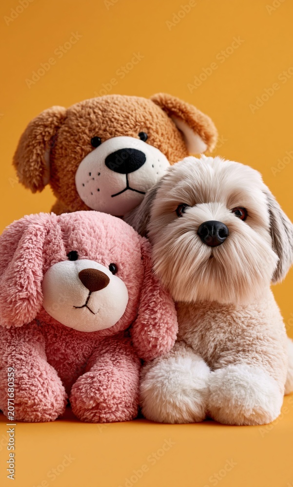 Fototapeta premium Cute dog toys offer comfort and joy to kids