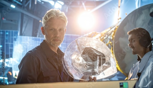 Aerospace Engineer Examining Futuristic Spacecraft Component Design