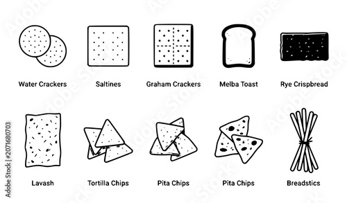 Photos Crackers and crispy snack vector icon set design