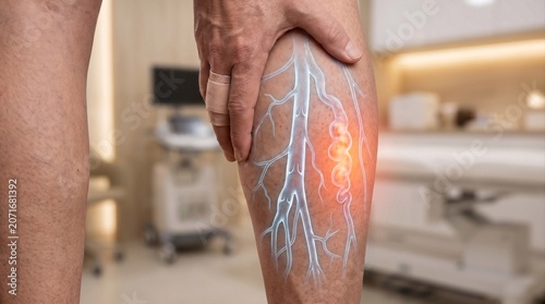 Varicose Veins Pain With Leg Vein Anatomy Overlay