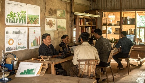 Agricultural Experts Discussing Crop Yields and Sustainable Farming Strategies Indoors