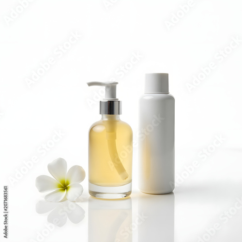 Set of Luxury Cosmetic Bottles and Containers on White Background, Professional Beauty Product Photography