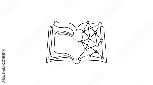 Abstract Open Book with Neural Network Connections.