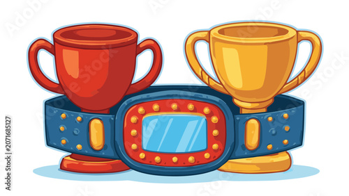 Colorful Trophies and Medals for Winning Competition.