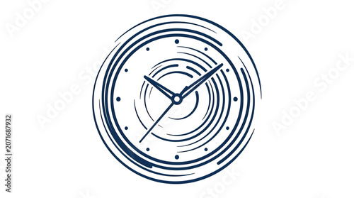 Foto Abstract Clock Face with Swirling Lines - Time Concept