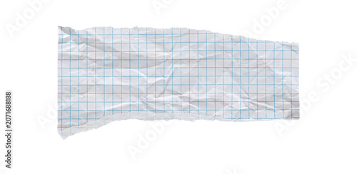 Wrinkled squared paper halves symbolizing workplace stress, divided strategic business plans, divorce or conflict. Blank grid notes representing corporate mistakes, errors and split tasks