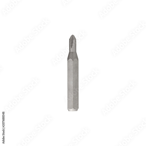 Iron bit for screwdriver and drill on Isolated on a white background close-up