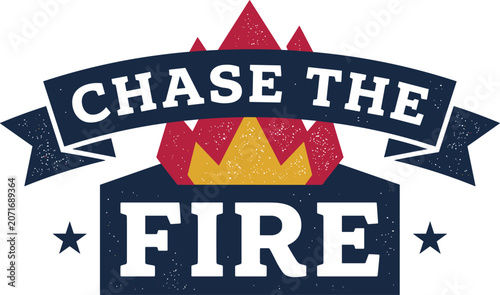 Cuadro en lienzo Vintage style badge with chase the fire text and red and yellow flame on dark bl