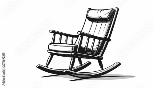 Photos Vintage wooden rocking chair closeup.