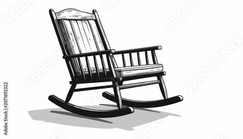 Valokuva Wooden rocking chair with armrests.