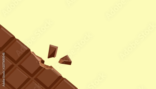 Obraz na plátně Deliciously broken chocolate bar illustration, a sweet indulgence perfect for an