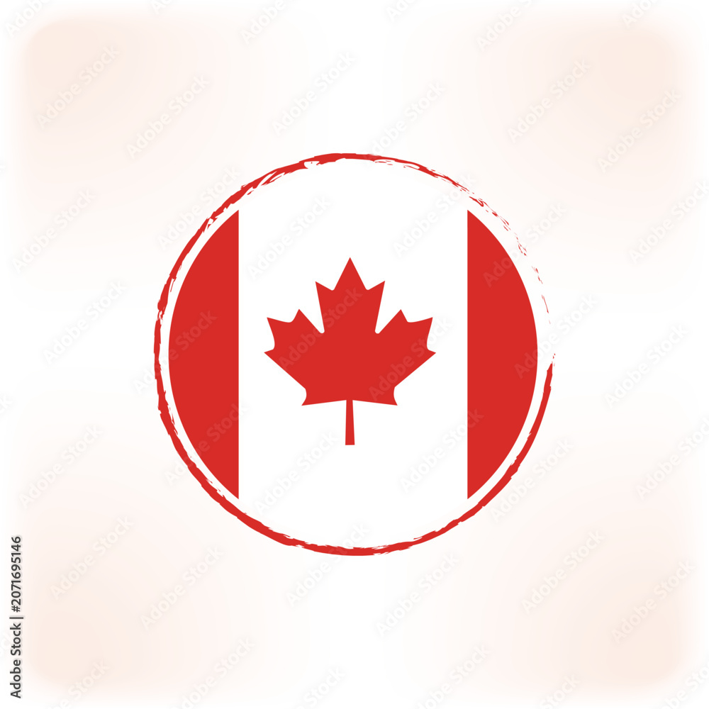 Obraz premium Canada Flag Circle Icons, Round Canadian Flag Badge Vector Illustration.