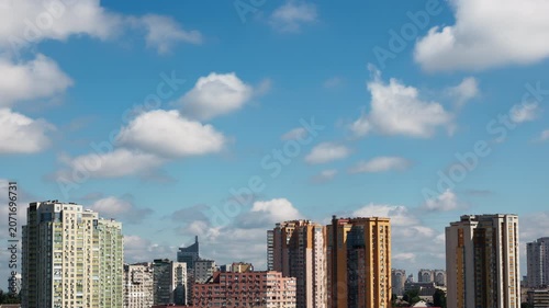 Timelapse Of Modern Residential City Buildings Under Blue Cloudy Sky