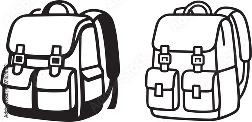 Fotografía Two classic backpacks with multiple compartments and straps Vector