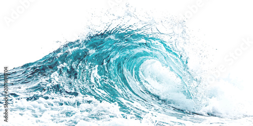 Canvas Print Large blue ocean wave crashing in the sea with water splashes and foam