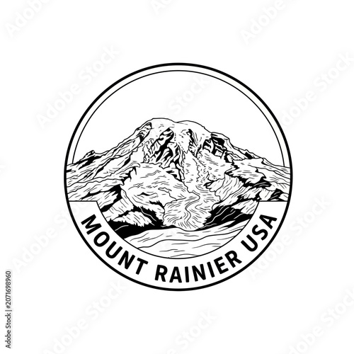Mount Rainier National Park USA Vintage Emblem Stamp