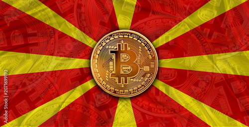 фотографія Investors in cryptocurrency and Blockchain with Macedonian flag
