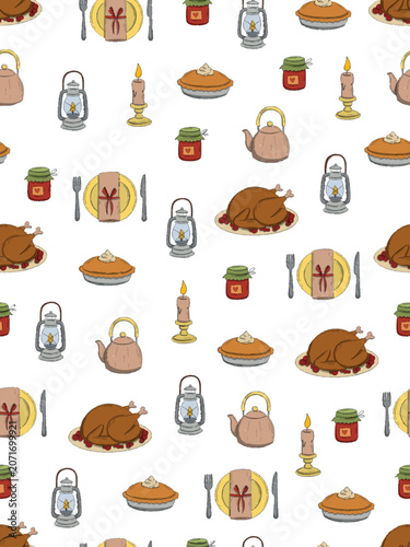 Thanksgiving Dinner Seamless Pattern