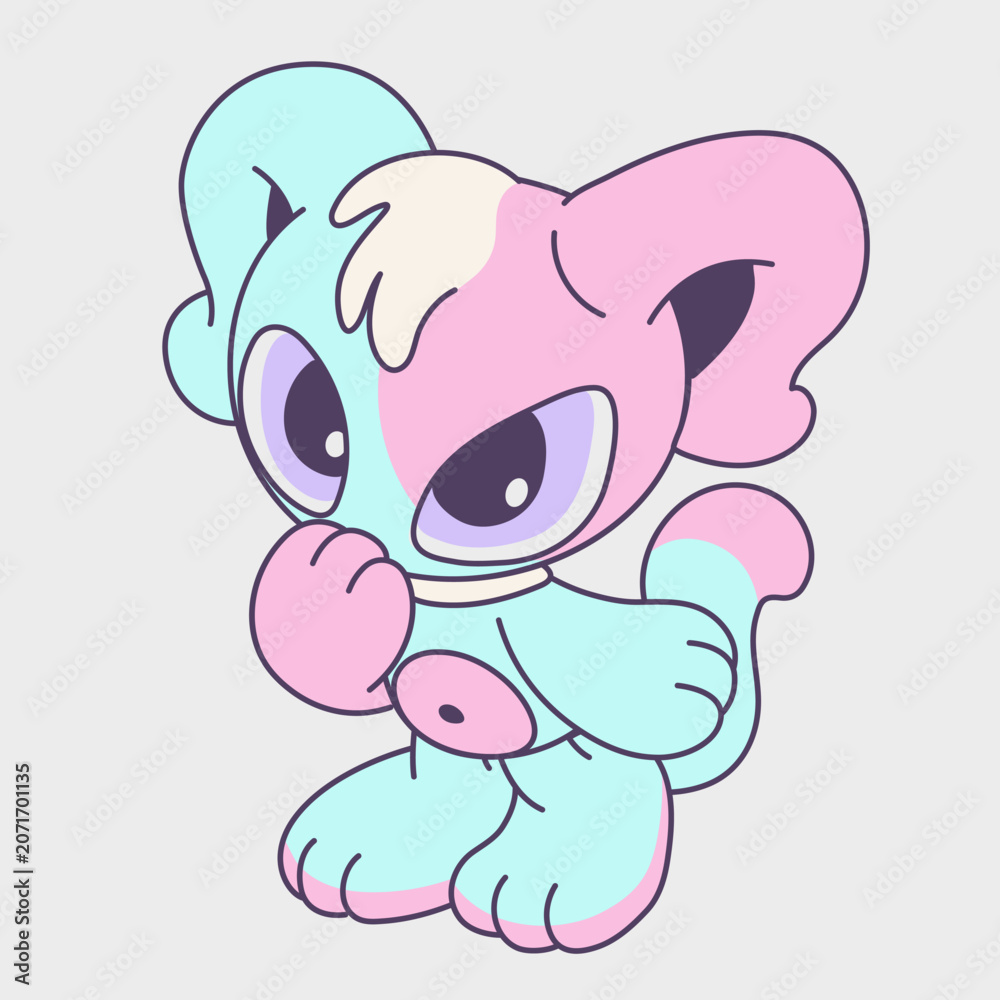 Fototapeta premium Shy cartoon animal. Funny character. Cartoon character design.