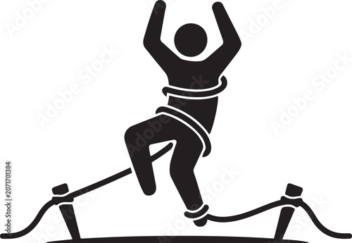 Foto A rope trap, someone is caught in a rope trap