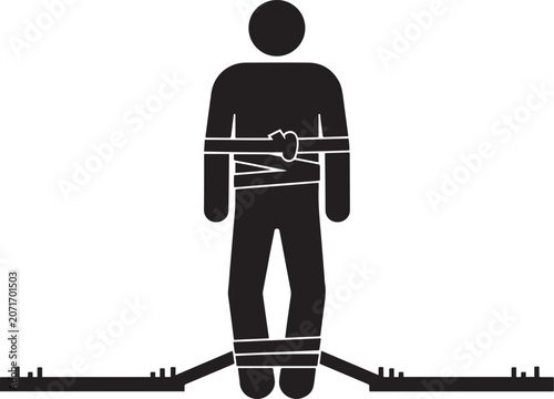 Tableau sur toile A rope trap, someone is caught in a rope trap