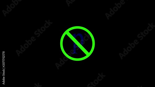 No parking sign icon animation danger, symbol, signs, red, forbidden, 4k video.