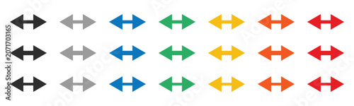 Photos Collection of bidirectional arrows in multiple colors against white background