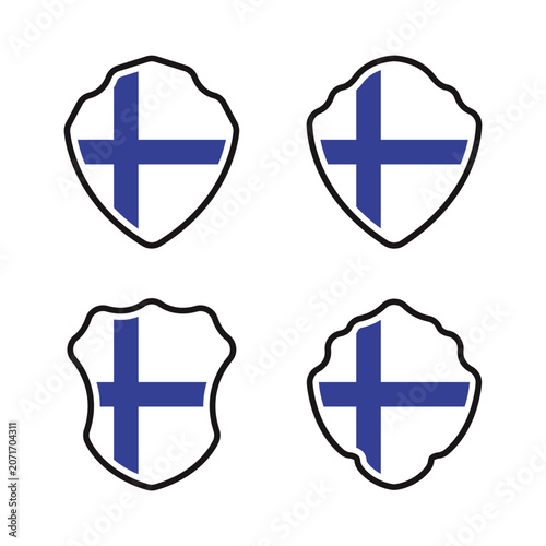 Finland Flag Shield Badge Collection Vector Set