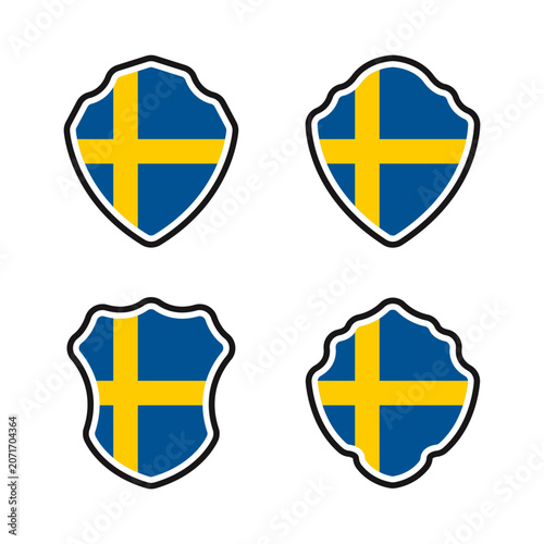 Sweden Flag Shield Badge Collection Vector Set