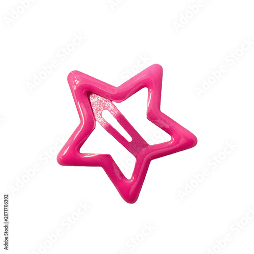 Pink Glossy Star Shape Isolated on Transparent Background Decorative Sticker Element