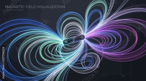 Canvastavla Magnetic field lines swirl around bar magnet